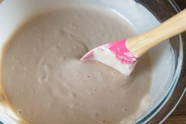 stirring the pancake batter