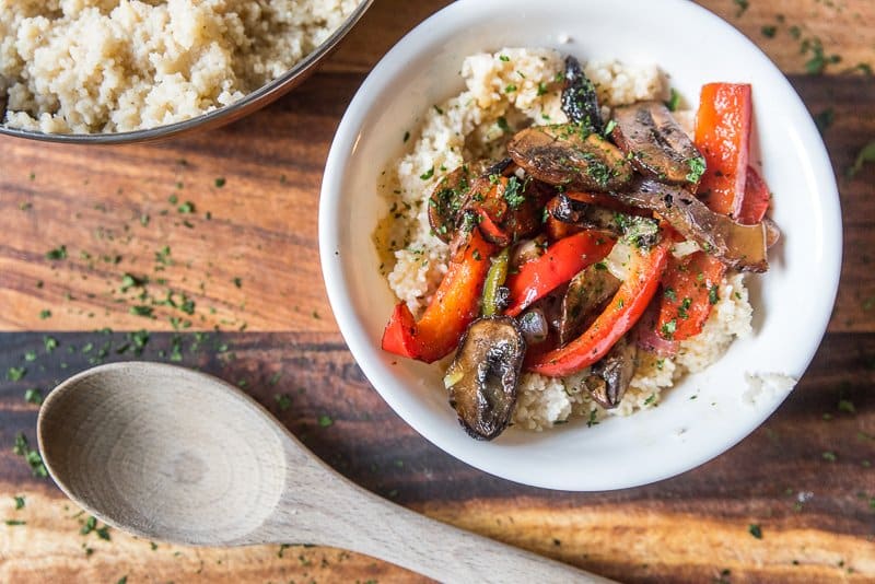 grilled veggies with couscous and orange balsamic sauce