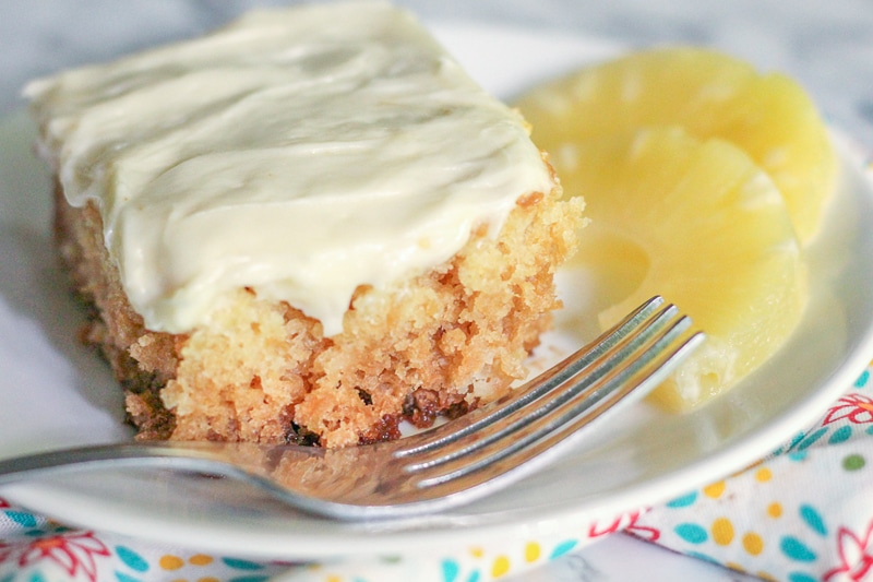 Crushed Pineapple Cake being served