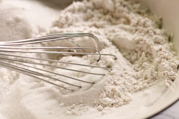 mixing flour for crushed pineapple cake