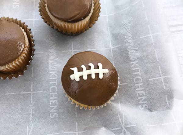 decorated football cupcake