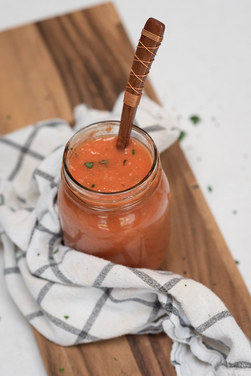 homemade tomato sauce in a jar