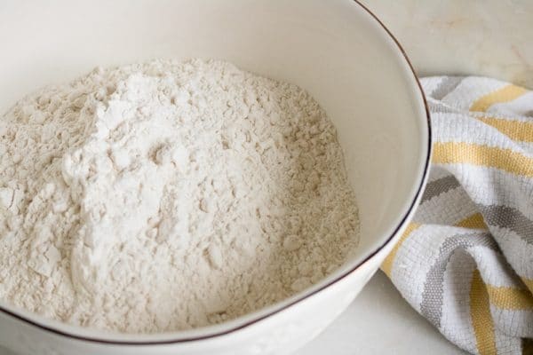 mixing flour for buttermilk biscuits