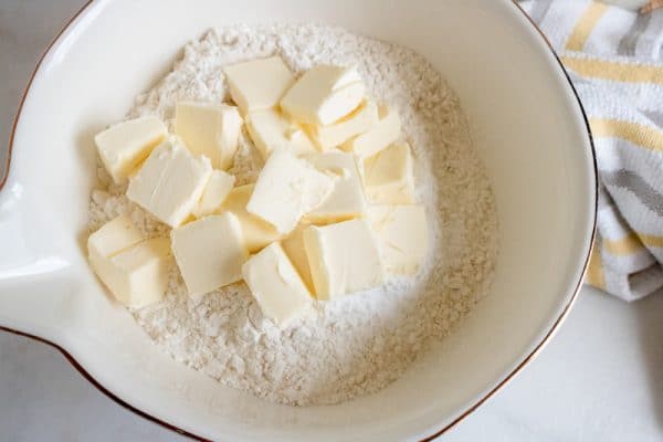 cutting in the butter for buttermilk biscuits