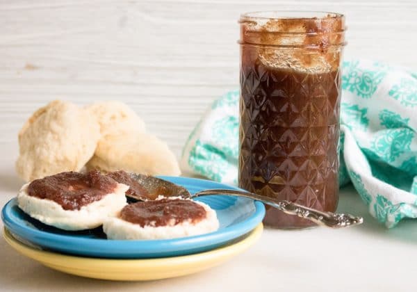 plate of homemade buttermilk biscuits and jam