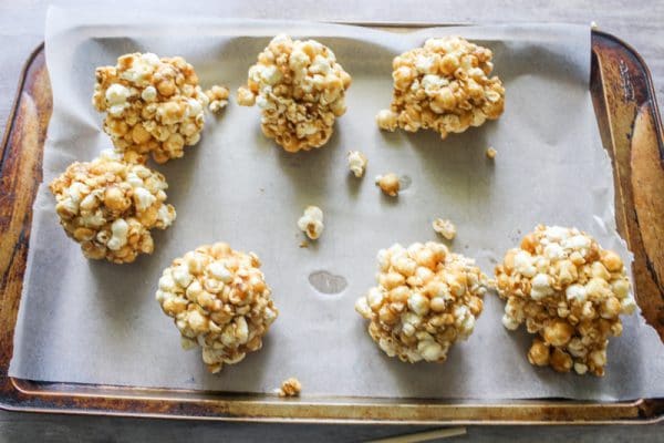 How to Make Popcorn Balls {caramel, gluten-free}, caramel popcorn balls, halloween popcorn balls