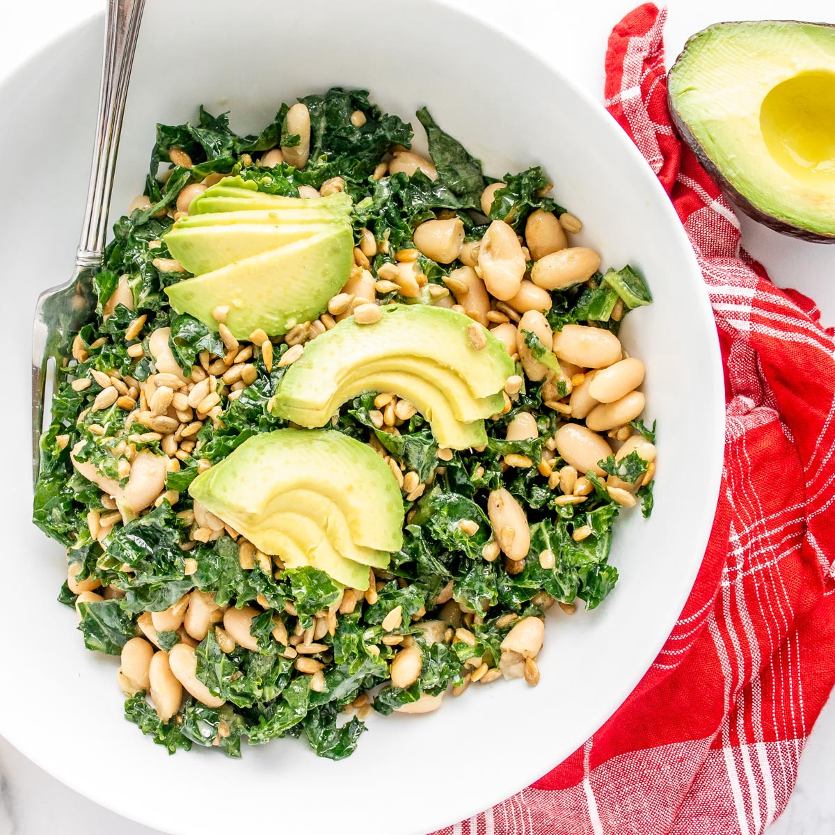 Kale Avocado Salad (with Lemon Dijon Dressing!) - Oh My Veggies