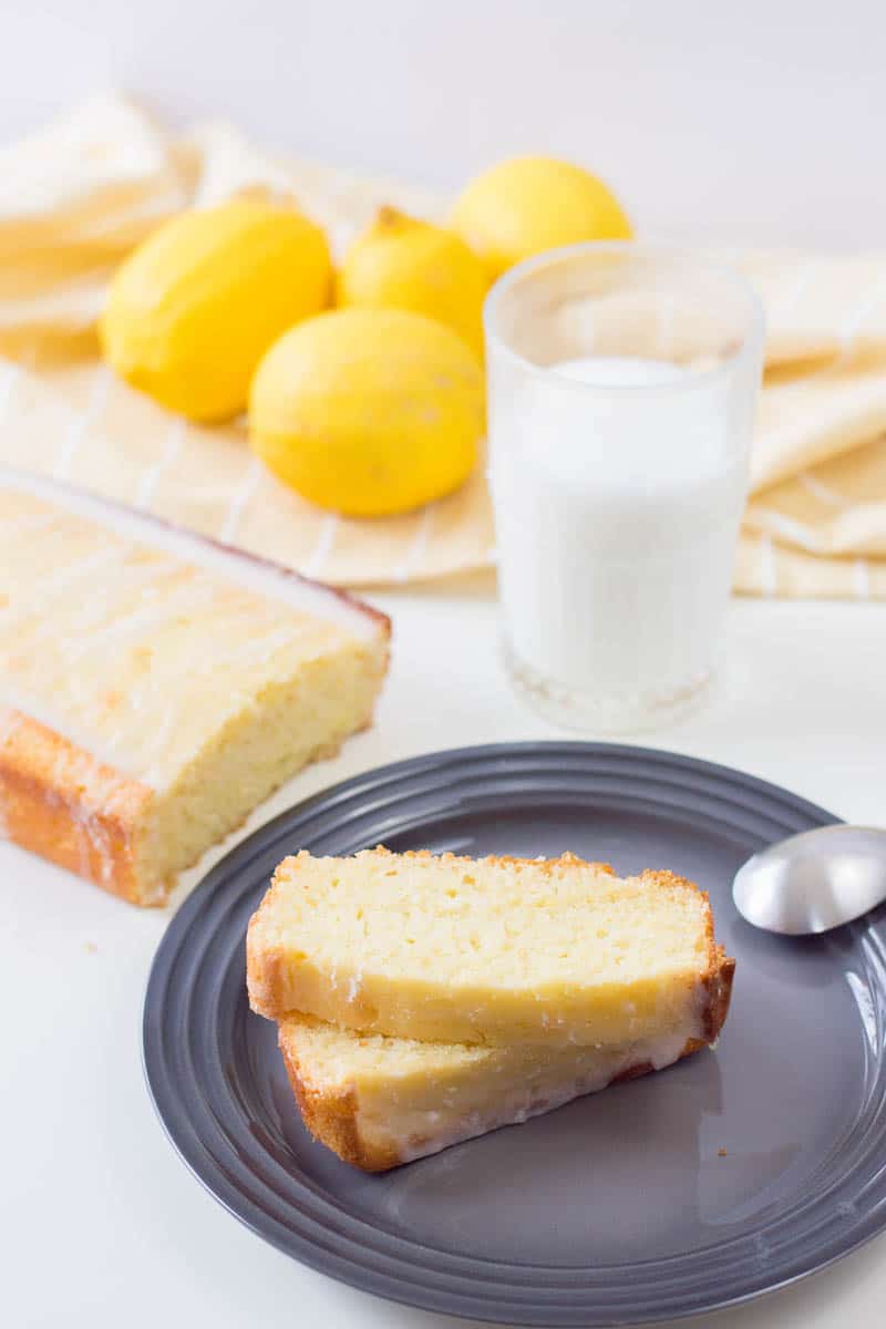 lemon bread and a glass of milk