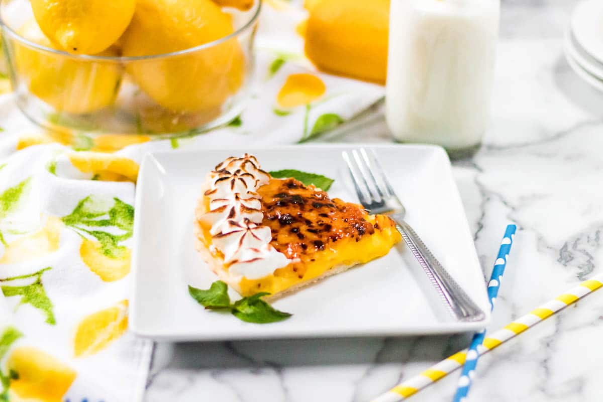 slice of dairy-free lemon tart