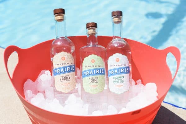 bottles of vodka on ice for cocktails