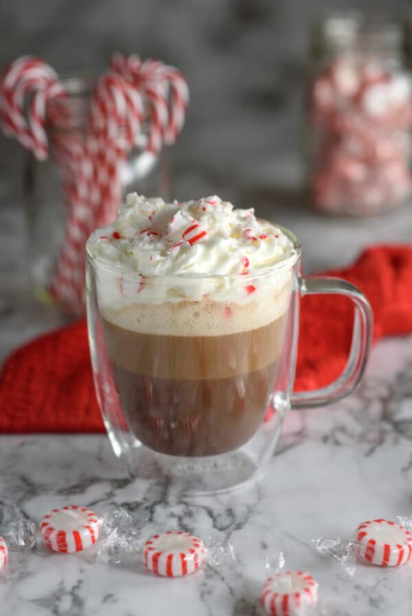 peppermint chocolatte drink being served 