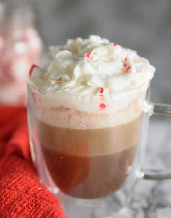 peppermint chocolatte coffee drink being served