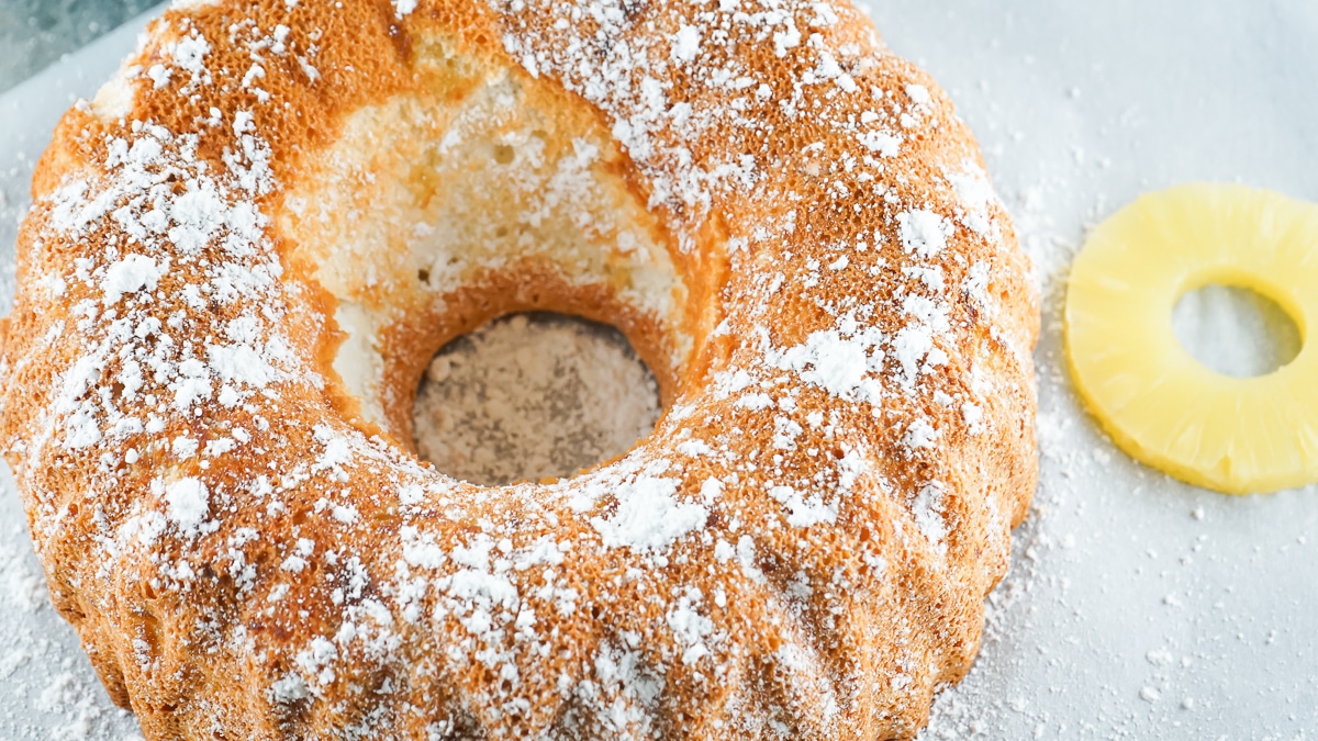 pineapple angel food cake top view