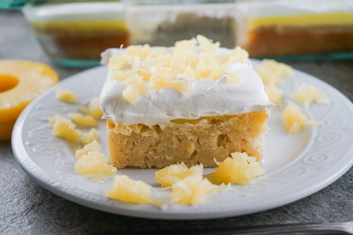 slice of Pineapple Poke Cake