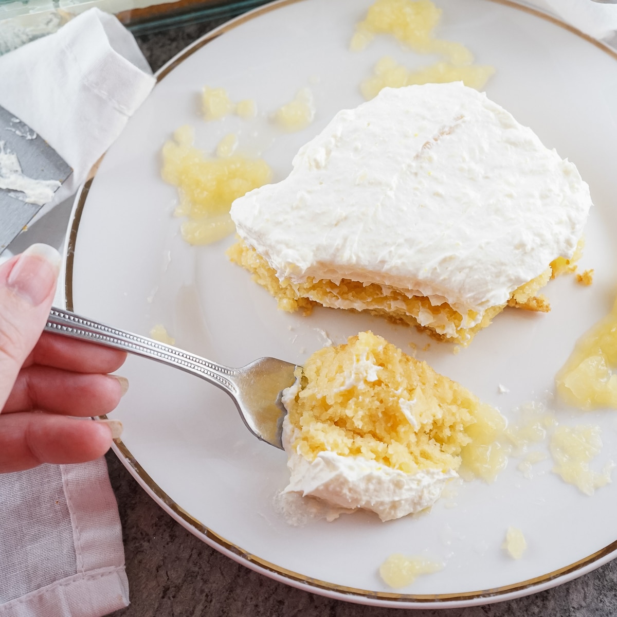 plate of pineapple sunshine cake