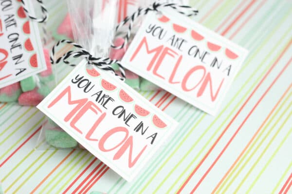 DIY printable valentines with watermelon design