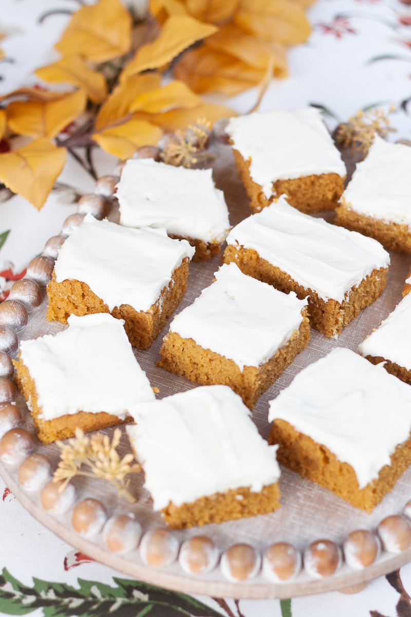 plate of vegan pumpkin bars squares