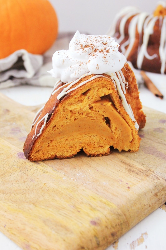 pumpkin cake being served