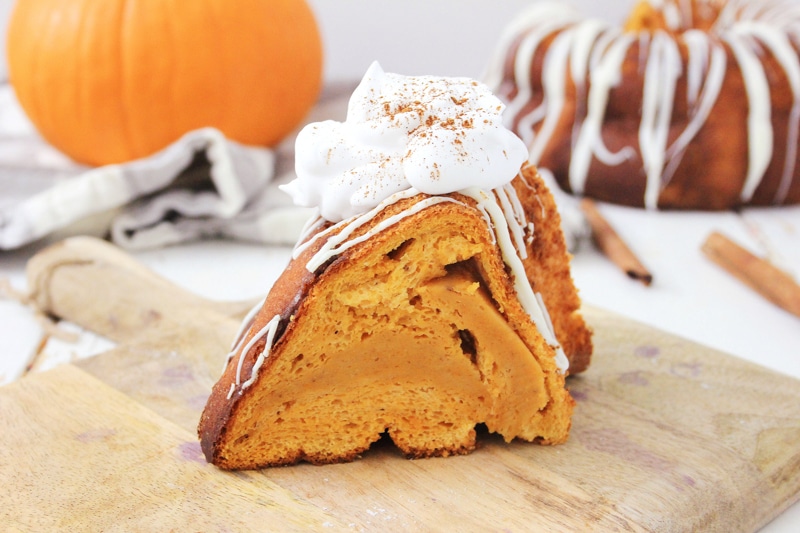 pumpkin cake on a cutting board