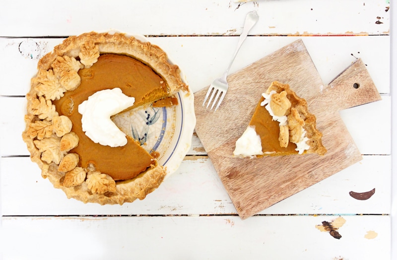 Homemade Pumpkin Pie with a fancy pie crust