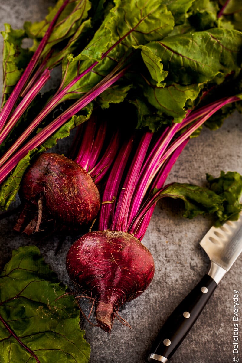 raw beets, ready to make roasted beetroot napoleon