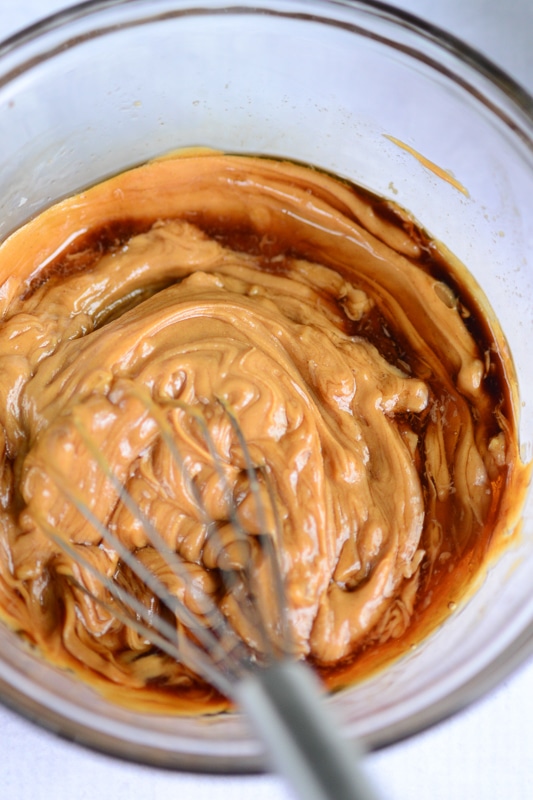 Thai Peanut Sauce being stirred