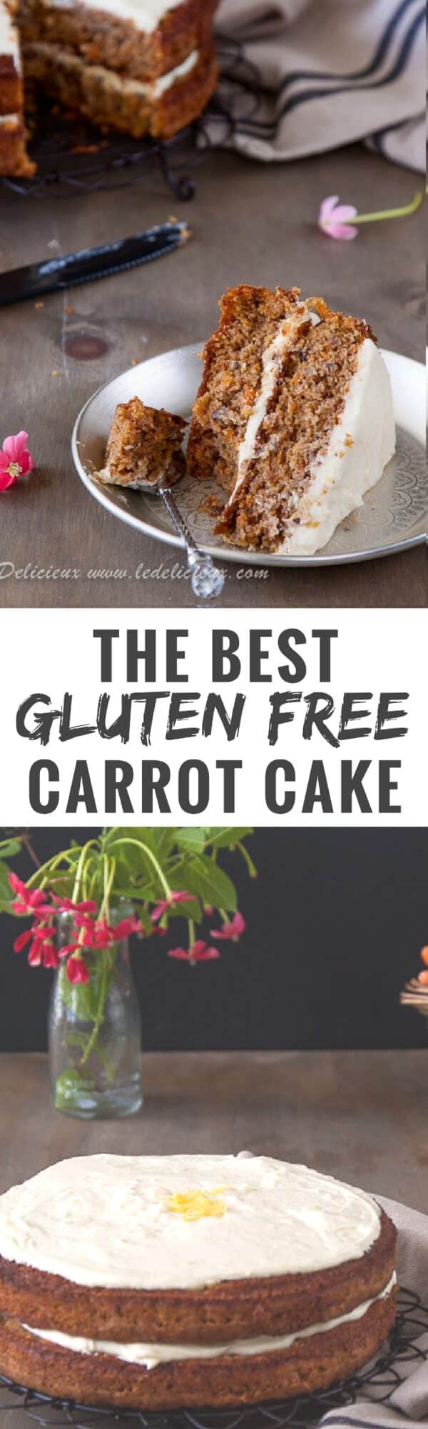 The best Gluten Free Carrot Cake recipe ever. Only one bowl is needed for this easy gluten free carrot cake recipe that is SO good that you will make it again and again. 