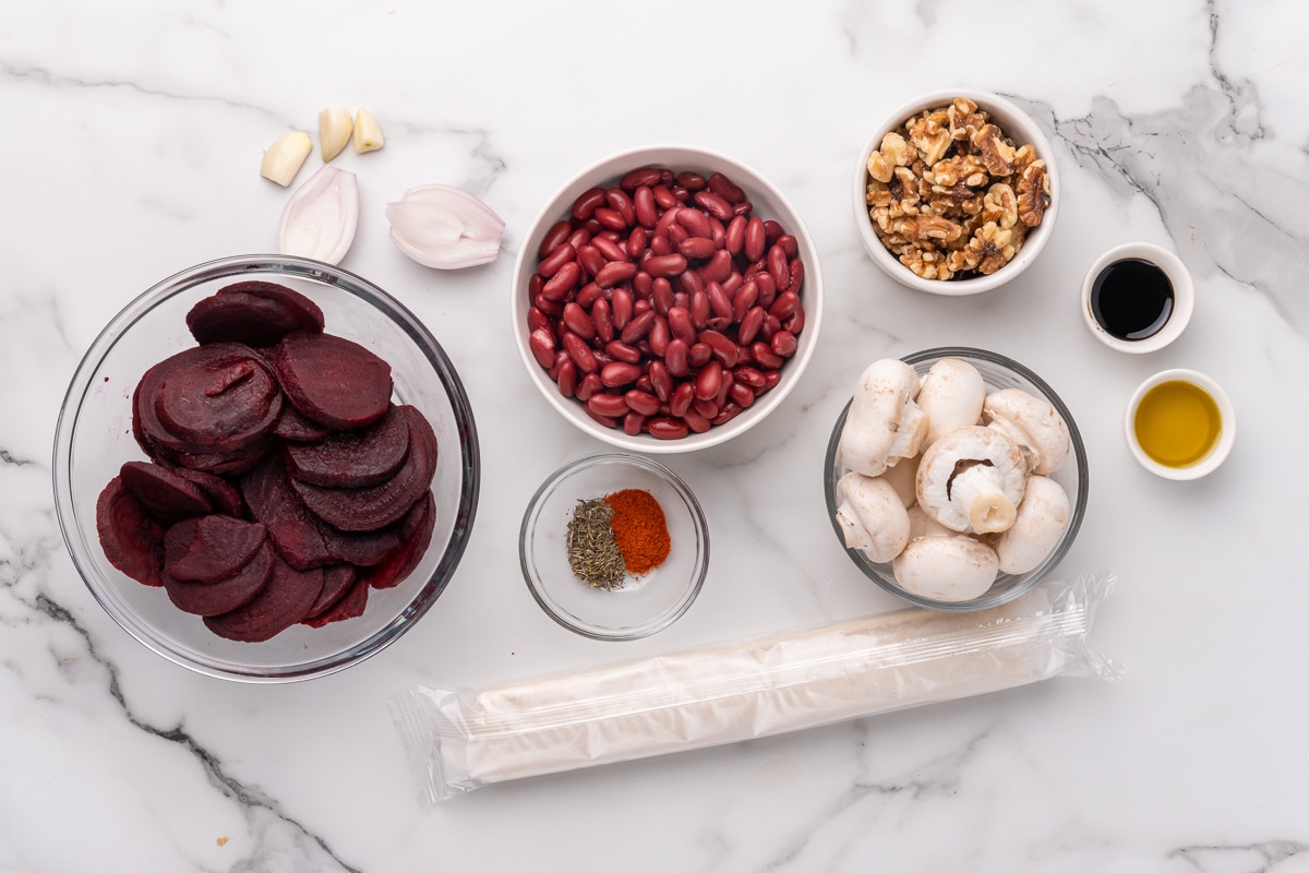 ingredients for vegan beet wellington