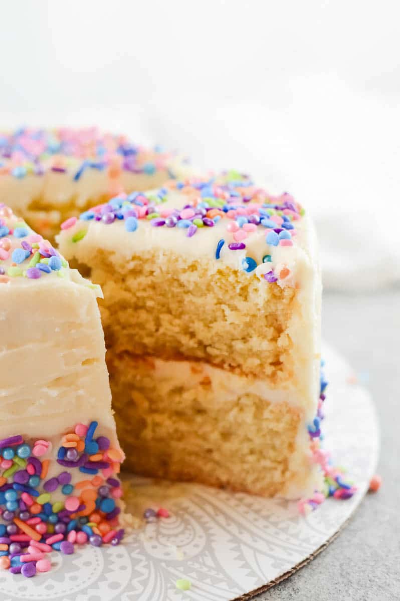 vanilla birthday cake slice