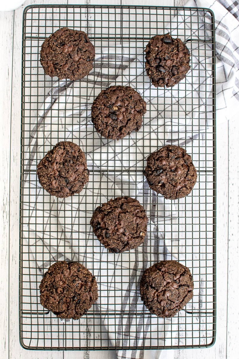 black bean cookies on cooling rack