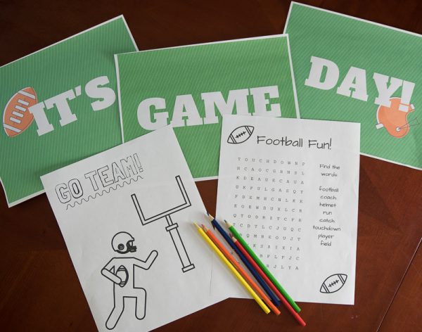 free printable football party decor and kids activities