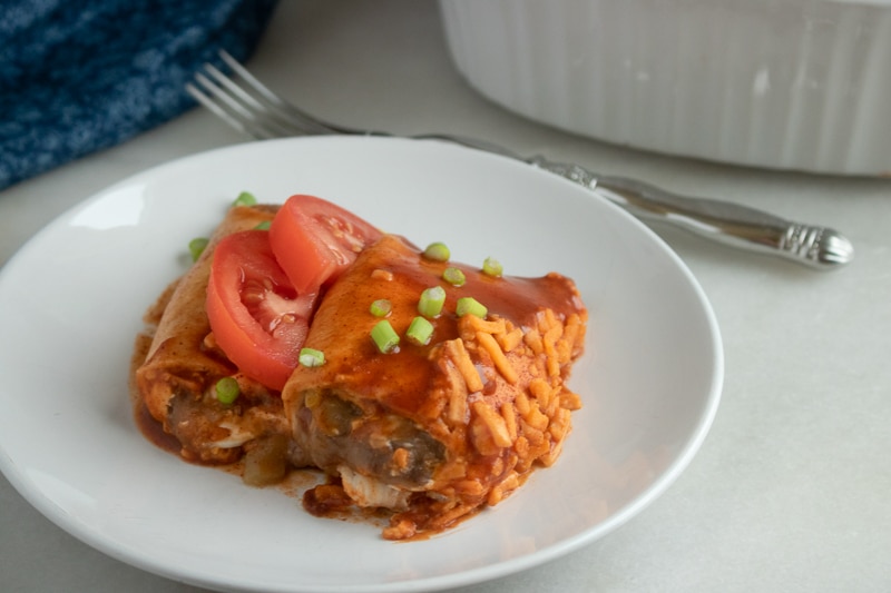 vegan enchiladas being served