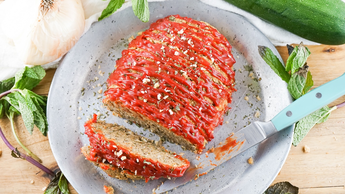 top view of vegan lentil loaf