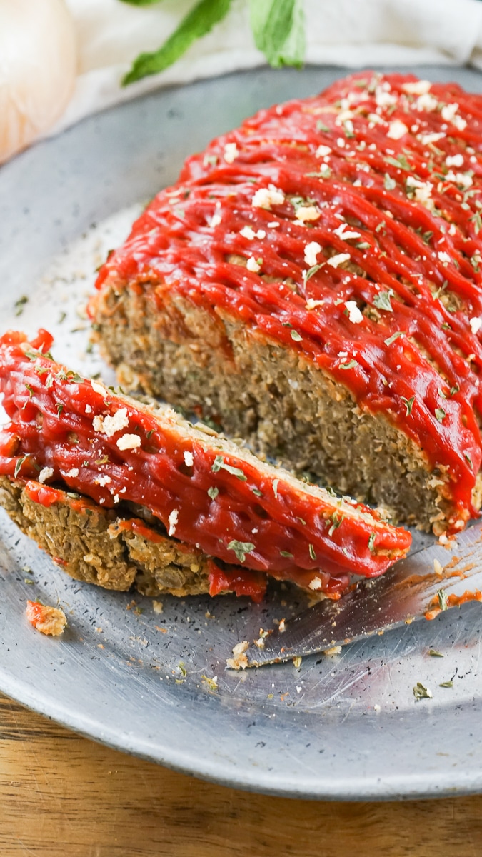 slice of vegan lentil loaf