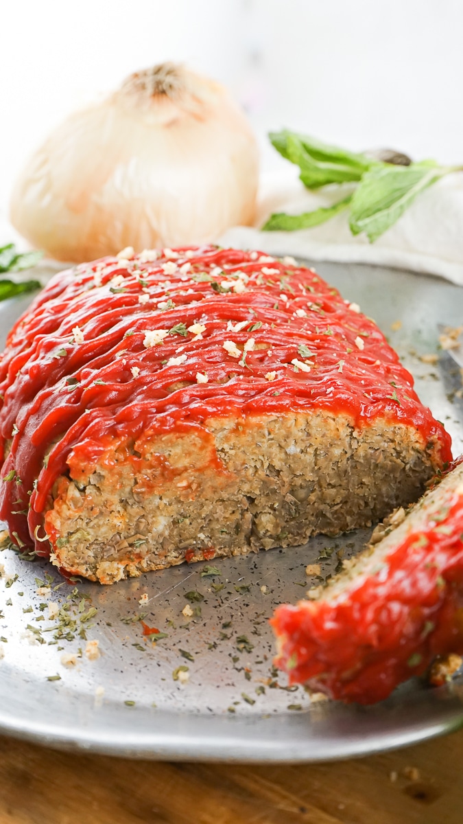 cross-section of vegan lentil loaf