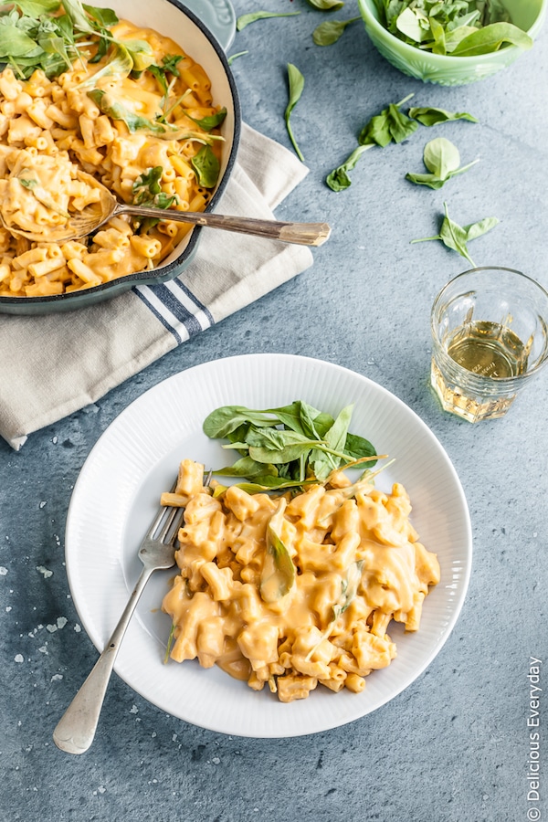 A Vegan Mac and Cheese that you don’t need to feel guilty about! This healthy mac and cheese contains hidden veggies but it is so creamy and delicious that you’d never know. And it’s ready in under 30 minutes from start to finish!
