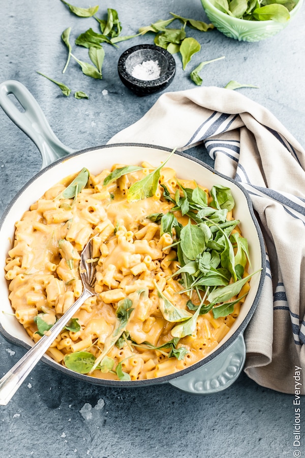 A Vegan Mac and Cheese that you don’t need to feel guilty about! This healthy mac and cheese contains hidden veggies but it is so creamy and delicious that you’d never know. And it’s ready in under 30 minutes from start to finish!