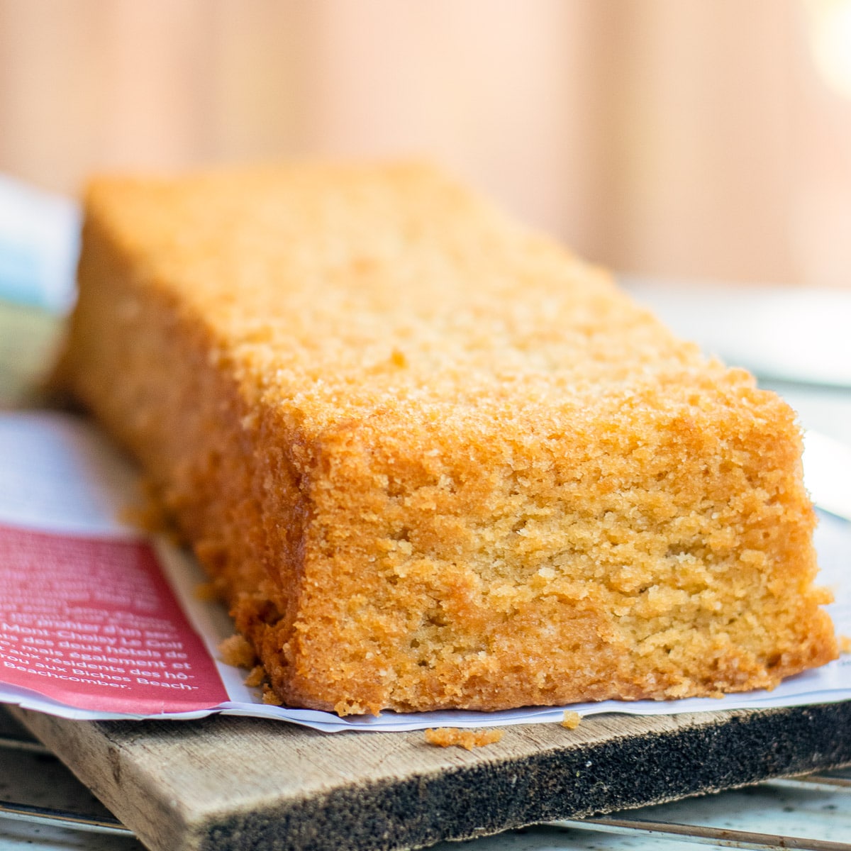 vegan pound cake on a cutting board