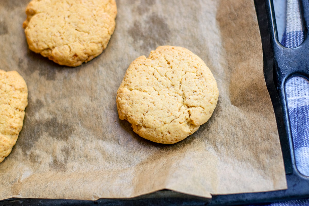 vegan pumpkin cookies on a baking sheet