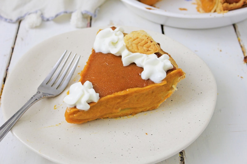 a slice of vegan pumpkin pie