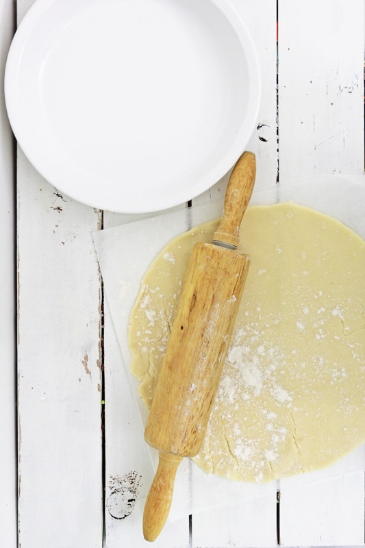 rolling the pie crust for vegan pumpkin pie