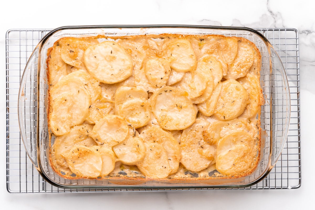 the vegan scalloped potatoes after baking