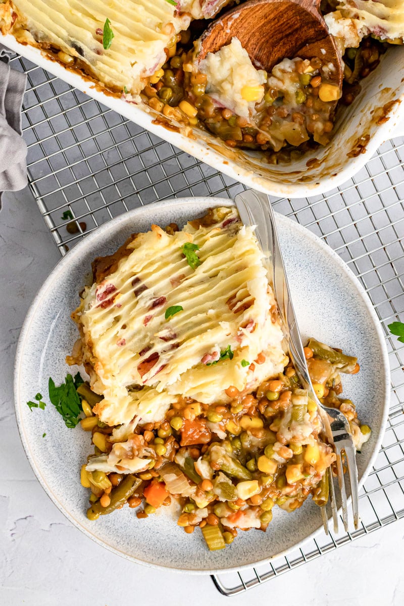 plate of vegan shepherd's pie