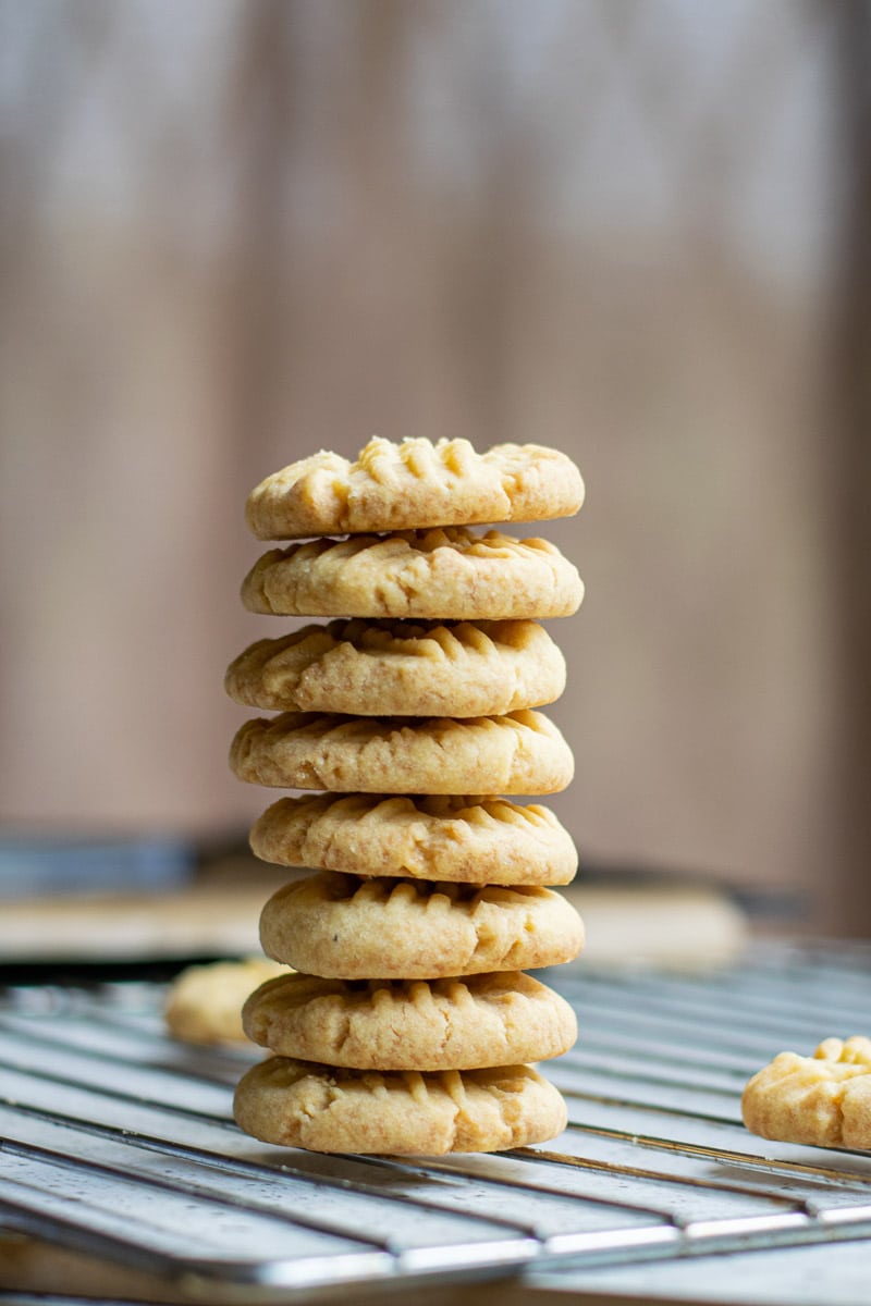 a stack of dairy free vegan shortbread cookies