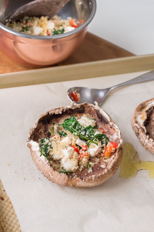 Greek-Style Vegan Stuffed Mushrooms {dairy free}