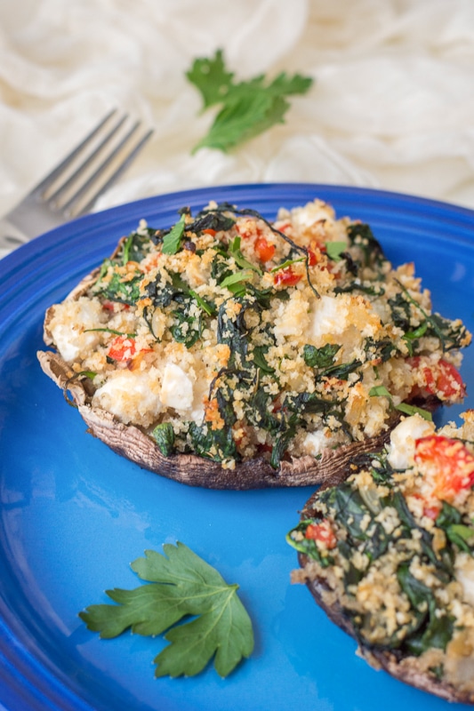 Greek-Style Vegan Stuffed Mushrooms {dairy free}