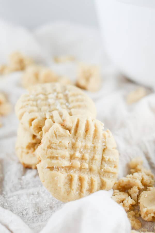 vegan sugar cookies being served on a white tablecloth