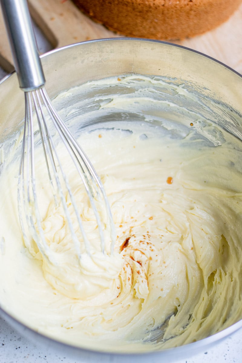 adding vanilla to mixing bowl