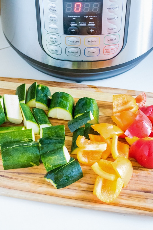 sliced veggies for vegetable curry