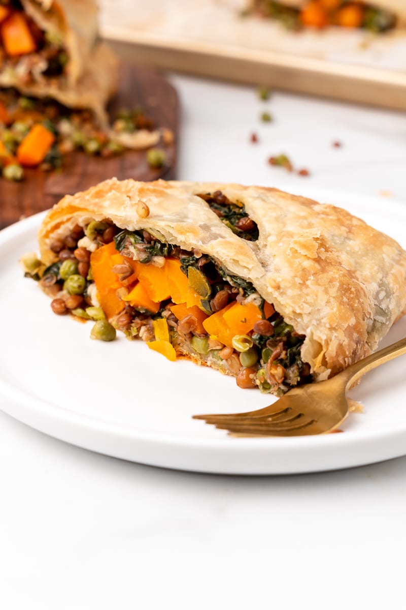 vegan vegetable wellington on a plate